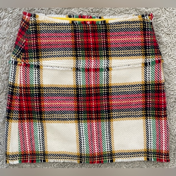 J.CREW J. CREW plaid red beige green wool short pencil mini skirt 2 - Picture 1 of 6